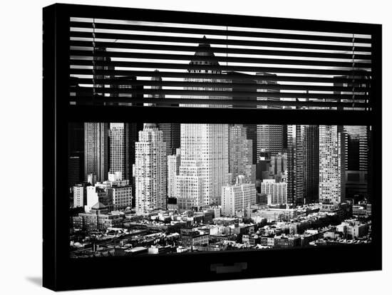 Window View with Venetian Blinds: Sunset Skyline at Theater District-Philippe Hugonnard-Stretched Canvas