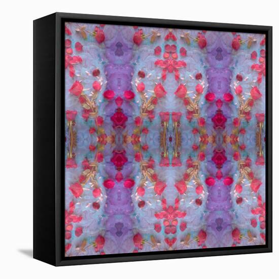 Symmetrical Photomontage of Red Roses and Floral Ornaments-Alaya Gadeh-Framed Stretched Canvas