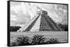 ¡Viva Mexico! B&W Collection - El Castillo Pyramid II - Chichen Itza-Philippe Hugonnard-Framed Stretched Canvas