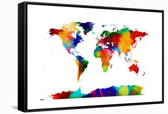 Map of the World Map-Michael Tompsett-Framed Stretched Canvas