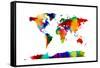 Map of the World Map-Michael Tompsett-Framed Stretched Canvas