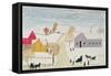 Amish Village-H.F. Lang-Framed Stretched Canvas