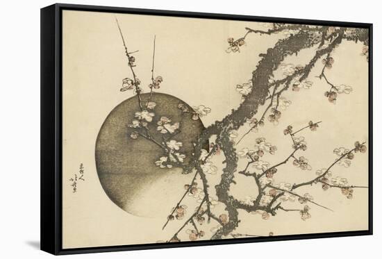 Plum Blossom and the Moon from the Book Mount Fuji in Spring (Haru No Fuji), C.1803-Katsushika Hokusai-Framed Stretched Canvas