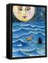 Moon Face Mermaid in The Sea-sylvia pimental-Framed Stretched Canvas