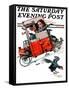 "Look Out Below" or "Downhill Daring" Saturday Evening Post Cover, January 9,1926-Norman Rockwell-Framed Stretched Canvas