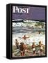 "Surf Swimming," Saturday Evening Post Cover, August 14, 1948-John Falter-Framed Stretched Canvas