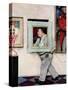 "Picture Hanger" or "Museum Worker", March 2,1946-Norman Rockwell-Stretched Canvas