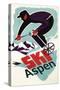 Ski in Colorado Vintage Skier - Aspen, Colorado-Lantern Press-Stretched Canvas