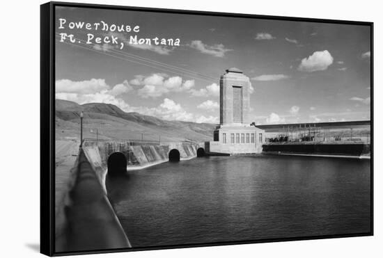 Fort Peck, Montana - Powerhouse-Lantern Press-Framed Stretched Canvas