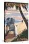 Daytona Beach, Florida - Adirondack Chair on the Beach-Lantern Press-Stretched Canvas