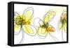 Three Yellow Flowers-Jan Weiss-Framed Stretched Canvas