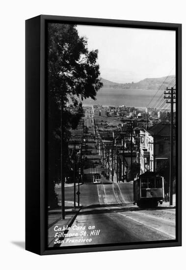 San Francisco, California - Cable Cars on Fillmore Street Hill-Lantern Press-Framed Stretched Canvas