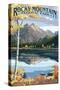 Long's Peak and Bear Lake - Rocky Mountain National Park-Lantern Press-Stretched Canvas