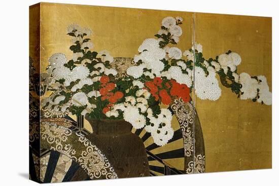 Detail of Flower Carts Edo Period Screen-null-Stretched Canvas
