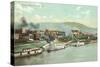 Wharf with Steamboats, Wheeling, West Virginia-null-Stretched Canvas