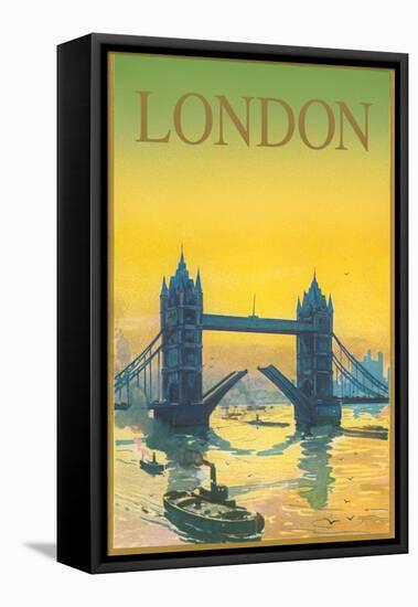 Travel Poster for London-null-Framed Stretched Canvas