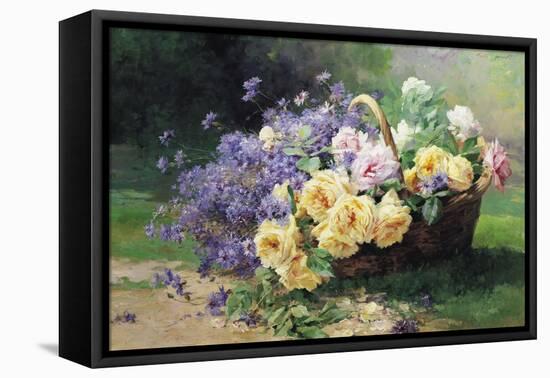 Basket of Flowers-Albert Tibule Furcy de Lavault-Framed Stretched Canvas