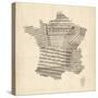 Map of France Old Sheet Music Map-Michael Tompsett-Stretched Canvas