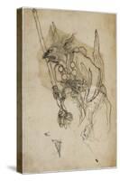 Goblin Sumi Underdrawing on Paper-Yoshitoshi Tsukioka-Stretched Canvas
