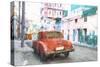 Cuba Painting - Red Chevrolet-Philippe Hugonnard-Stretched Canvas