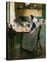 Fixing the lamp (or Woman in Kitchen)-Norman Rockwell-Stretched Canvas