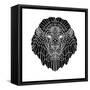 Lion Head Black Mesh 2-Lisa Kroll-Framed Stretched Canvas
