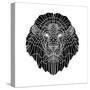 Lion Head Black Mesh 2-Lisa Kroll-Stretched Canvas