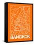 Orange Map of Bangkok-NaxArt-Framed Stretched Canvas