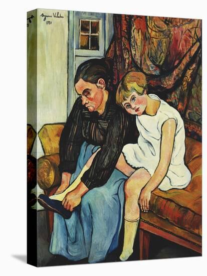 Grandmere chaussant une Fillette-Suzanne Valadon-Stretched Canvas