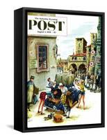 "Coed Tourists in Italy" Saturday Evening Post Cover, August 2, 1958-Constantin Alajalov-Framed Stretched Canvas