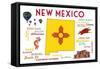 New Mexico - Typography and Icons-Lantern Press-Framed Stretched Canvas