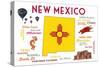 New Mexico - Typography and Icons-Lantern Press-Stretched Canvas