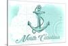 North Carolina - Anchor - Teal - Coastal Icon-Lantern Press-Stretched Canvas