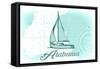 Alabama - Sailboat - Teal - Coastal Icon-Lantern Press-Framed Stretched Canvas