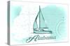 Alabama - Sailboat - Teal - Coastal Icon-Lantern Press-Stretched Canvas