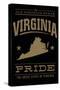 Virginia State Pride - Gold on Black-Lantern Press-Stretched Canvas