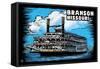 Branson, Missouri - Paddle Wheeler Scratchboard-Lantern Press-Framed Stretched Canvas