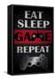 Eat Sleep Game Repeat Red-Denise Brown-Framed Stretched Canvas