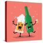 Drunk Beer Glass and Bottle Character. Vector Illustration-Sira Anamwong-Stretched Canvas