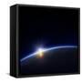 Planet Earth with Rising Sun in Space-Johan Swanepoel-Framed Stretched Canvas