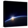 Planet Earth with Rising Sun in Space-Johan Swanepoel-Stretched Canvas