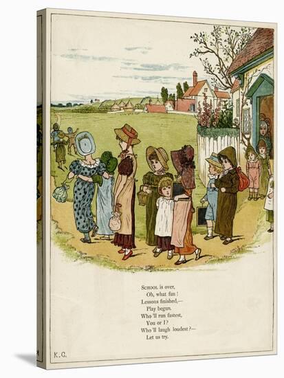 Children Coming Out of School-Kate Greenaway-Stretched Canvas