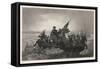 Washington and His Army Cross the Delaware River, Prior to the Battle of Trenton-null-Framed Stretched Canvas
