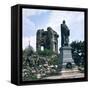 Dresden: Ruins of the Frauenkirche (Church of Our Lady) with a Statue of Martin Luther-null-Framed Stretched Canvas