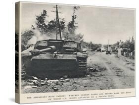 Burnt Out German Tank, Normandy; Second World War, 1944-null-Stretched Canvas