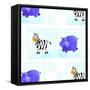 Zebra and Hippos Pattern-null-Framed Stretched Canvas