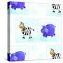 Zebra and Hippos Pattern-null-Stretched Canvas