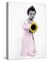 Little Girl Holding Sunflower-Nora Hernandez-Stretched Canvas