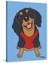 Dachshund Black Tan-Tomoyo Pitcher-Stretched Canvas