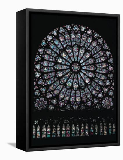 North Transept Rose Window Depicting the Virgin and Child and Old Testament Characters, 1250-null-Framed Stretched Canvas